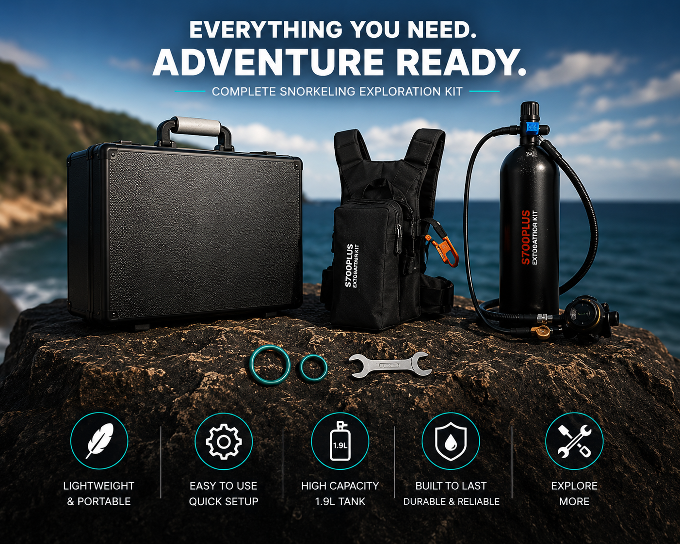 Vevor ProDive Mini Scuba Tank — 1.9L Portable Underwater Breathing System