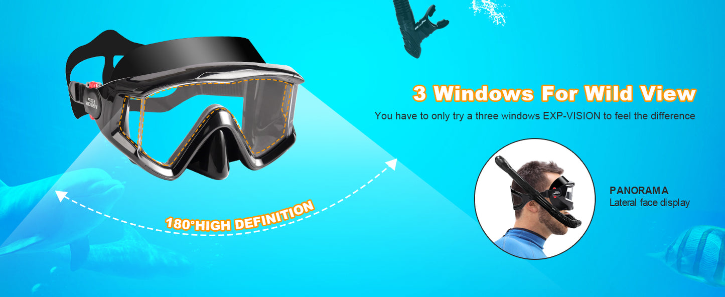 Panoramic Snorkeling Set – Anti-Fog Mask with Dry Top Snorkel