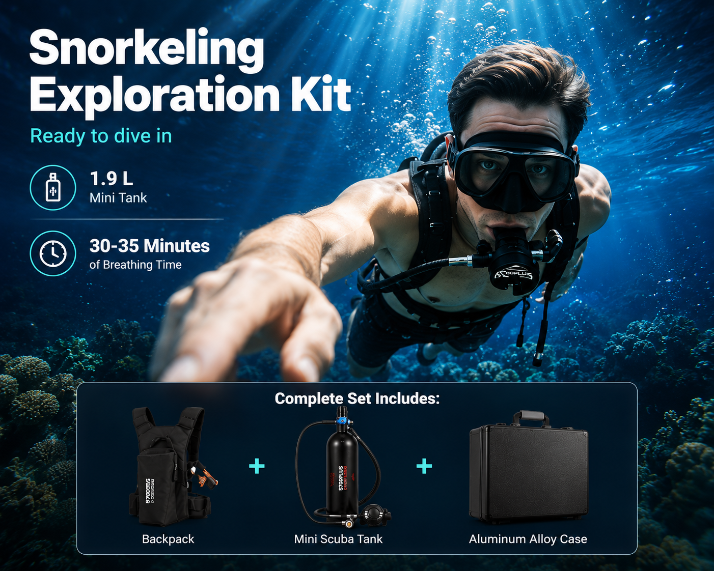 Vevor ProDive Mini Scuba Tank — 1.9L Portable Underwater Breathing System