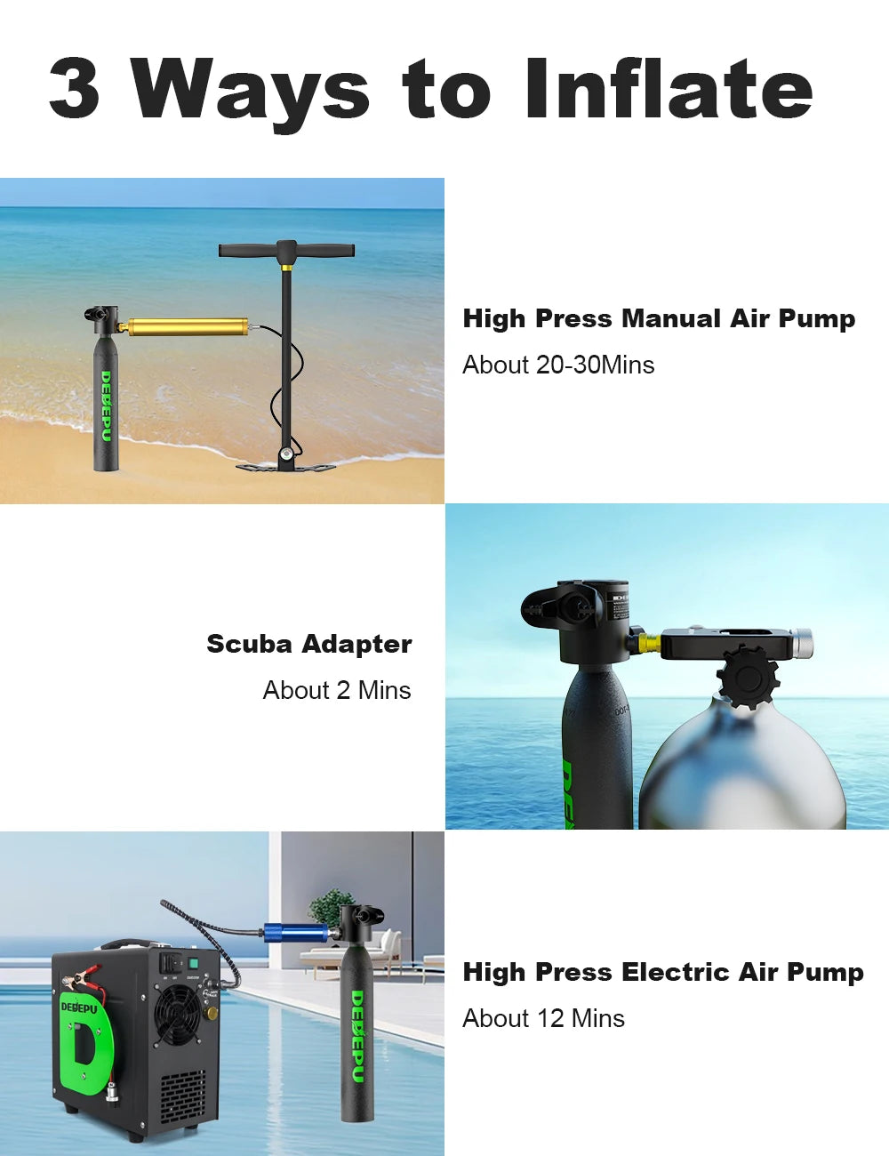 DEDEPU Portable Scuba Tank with Full Face Mask – Explore More Underwater
