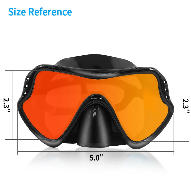 Mirrored Lens Diving Mask – Anti-Glare Snorkeling & Swimming Goggles
