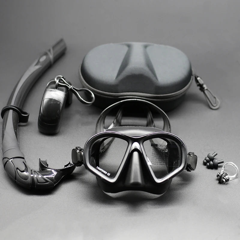 Premium Scuba & Snorkeling Set – Tempered Glass Mask with Dry Snorkel