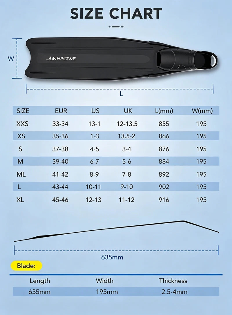 Freediving Long Fins F6813 – Lightweight Performance Swim Flippers