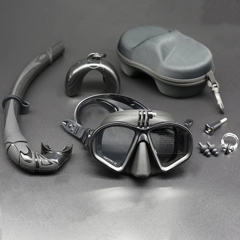 Premium Scuba & Snorkeling Set – Tempered Glass Mask with Dry Snorkel