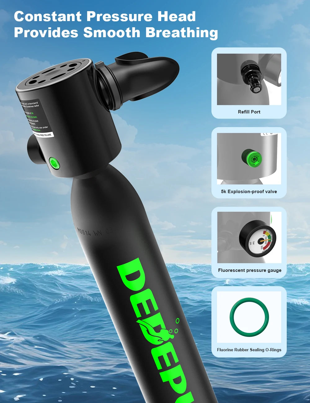 DEDEPU Portable Scuba Tank with Full Face Mask – Explore More Underwater