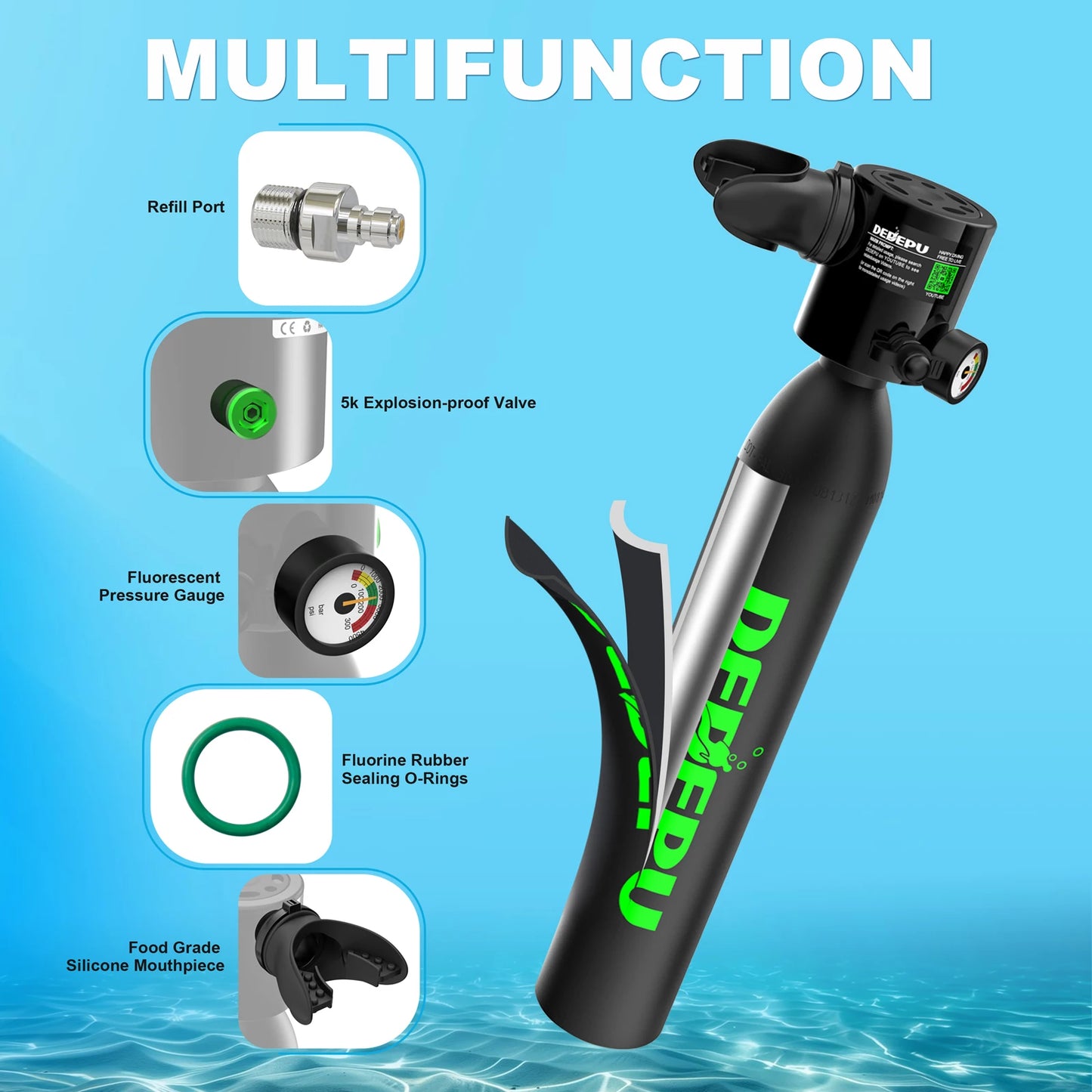 DEDEPU Portable Scuba Tank with Full Face Mask – Explore More Underwater