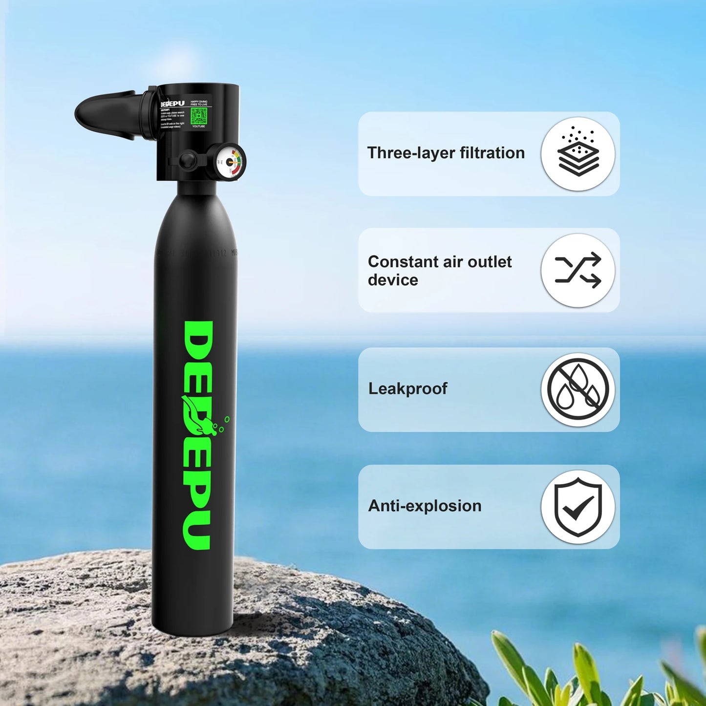 DEDEPU Portable Scuba Tank with Full Face Mask – Explore More Underwater