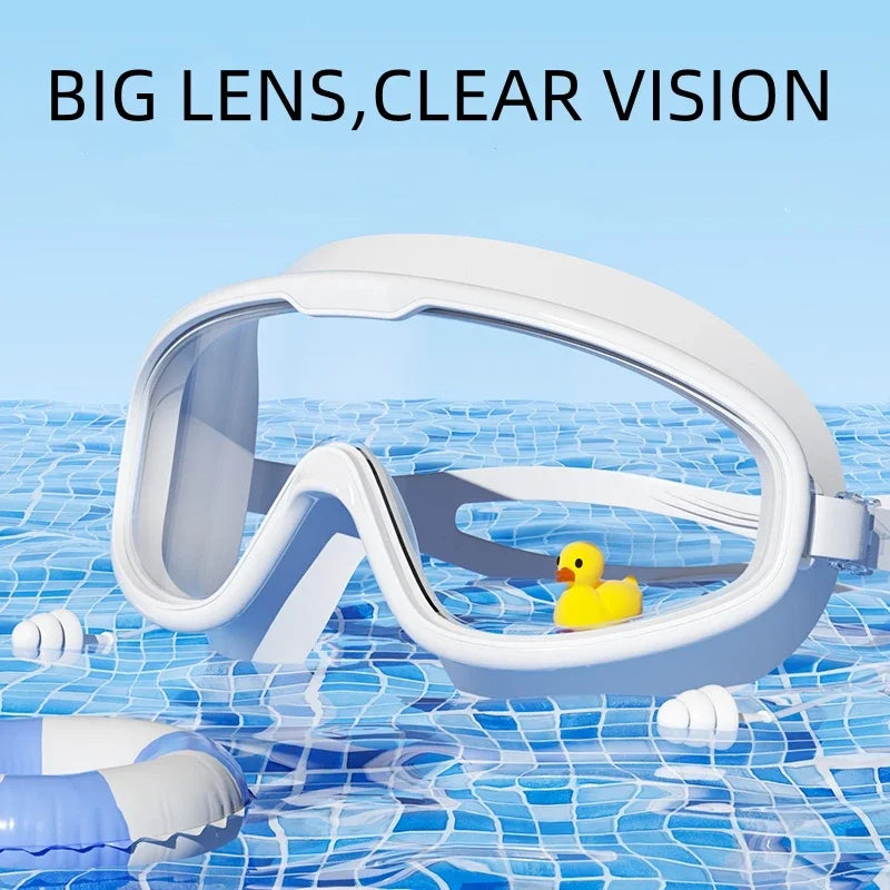 Anti-Fog Wide View Swimming Goggles – UV Protection & Earplugs Included