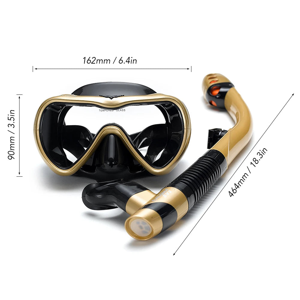 Leakproof Snorkel Set – Anti-Fog Diving Mask & Dry Top Snorkel