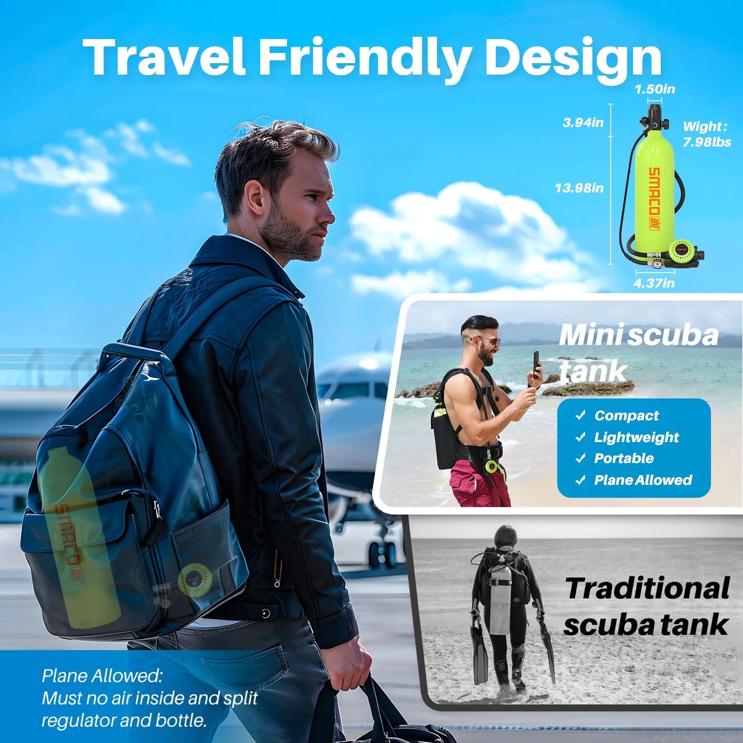 SMACO S700 Pro Mini Scuba Tank – 25-30 Minute Dive System