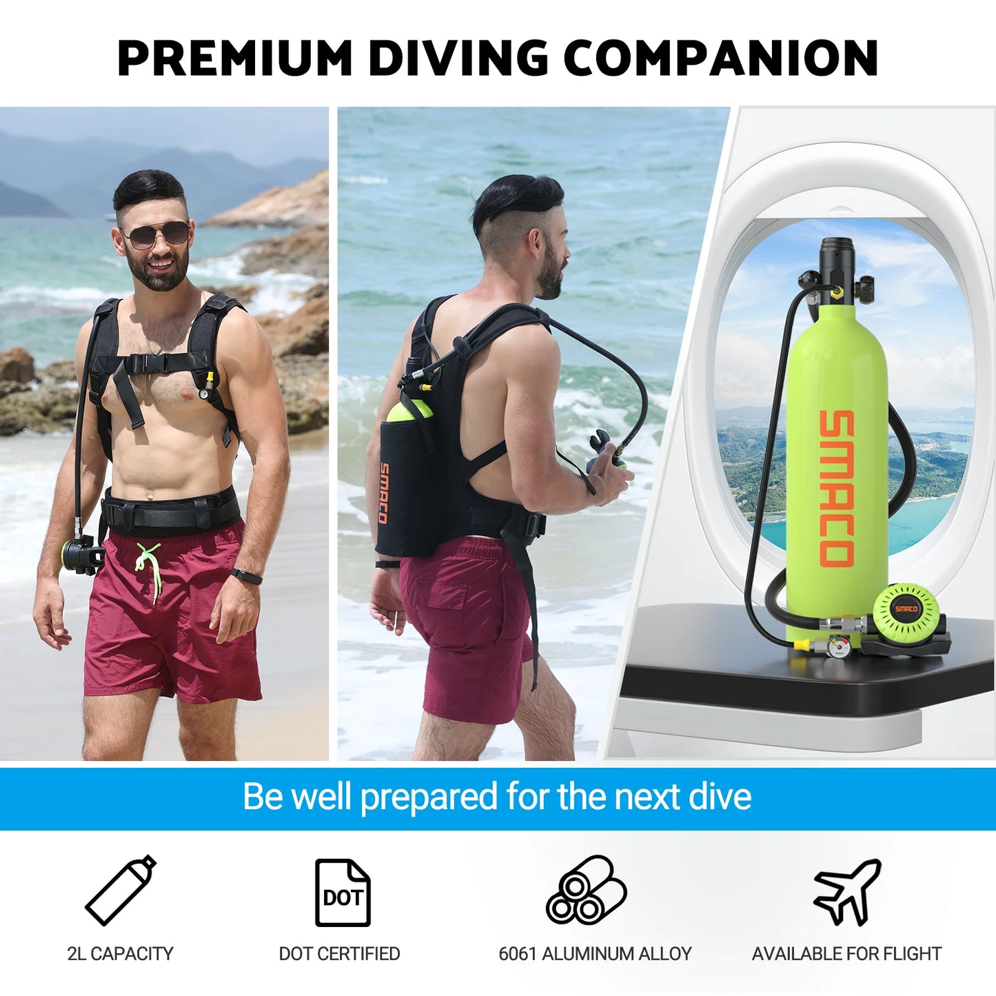 SMACO S700 Pro Mini Scuba Tank – 25-30 Minute Dive System