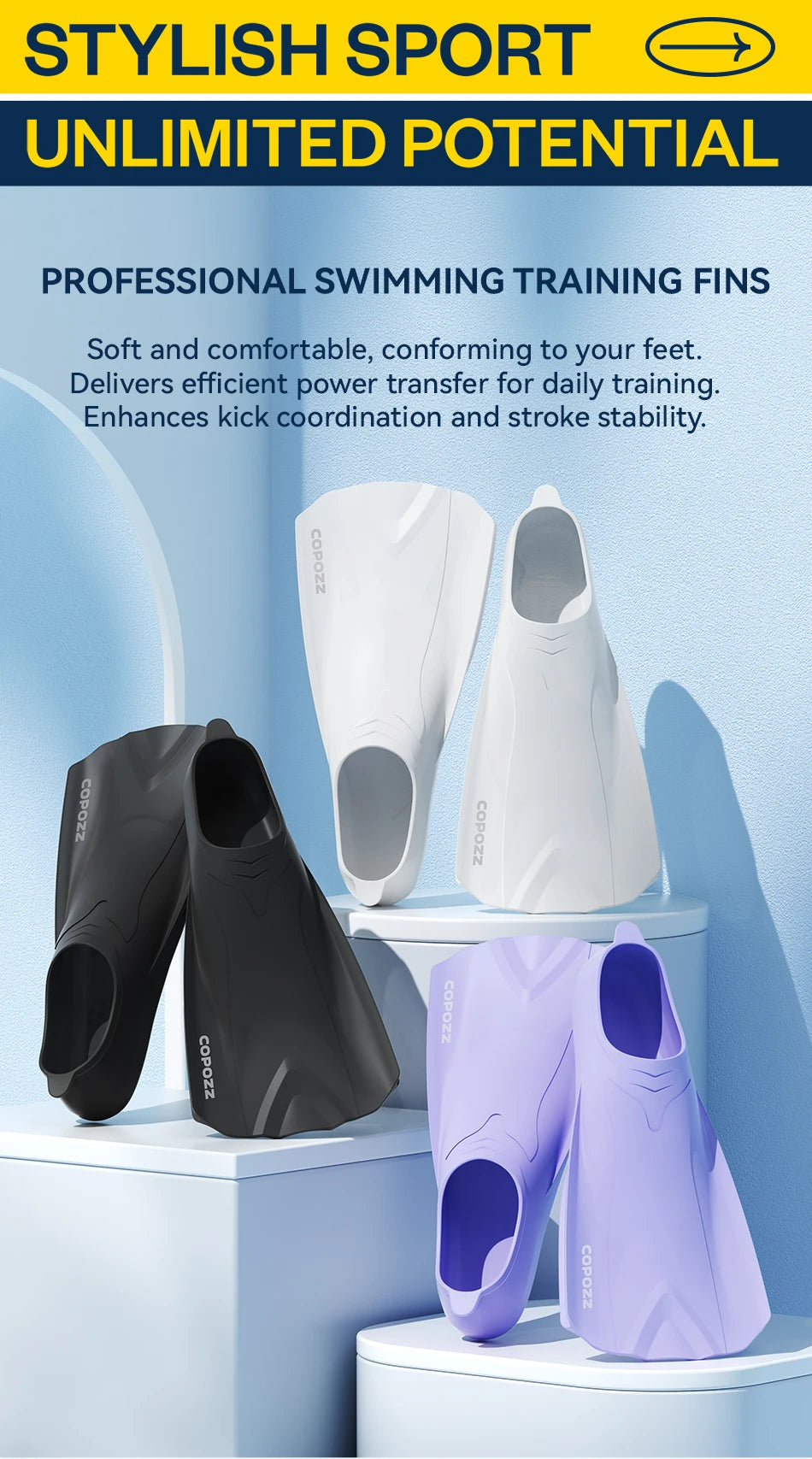 COPOZZ Performance Swim Fins – Speed & Comfort Underwater