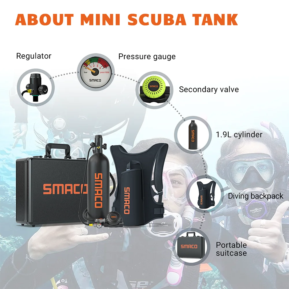 SMACO S700 Pro Mini Scuba Tank – 25-30 Minute Dive System
