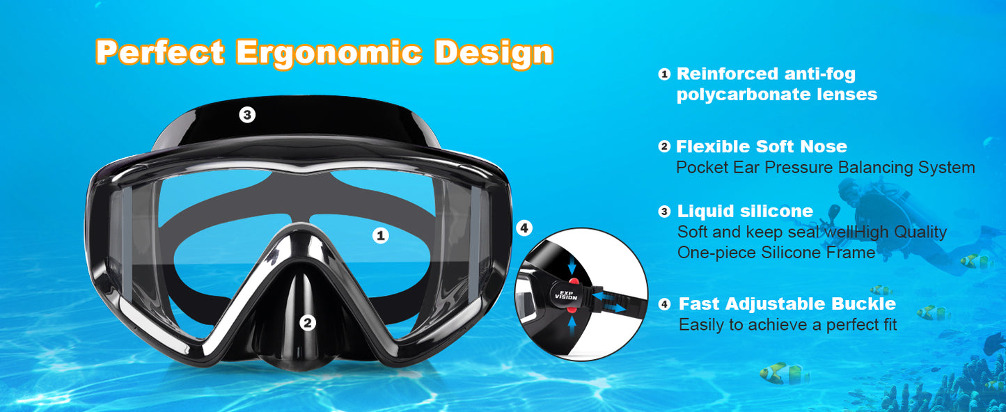 Panoramic Snorkeling Set – Anti-Fog Mask with Dry Top Snorkel