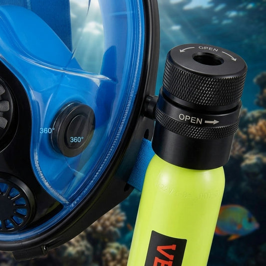 Mini Scuba Tank With Sub-Mask, 0.5L Portable Small Diving Tank For Underwater Breathing, Reusable Lung Diving Cylinder Up To 10 Minutes Dive Time, Emergency Rescue Pony Bottle For Snorkeling